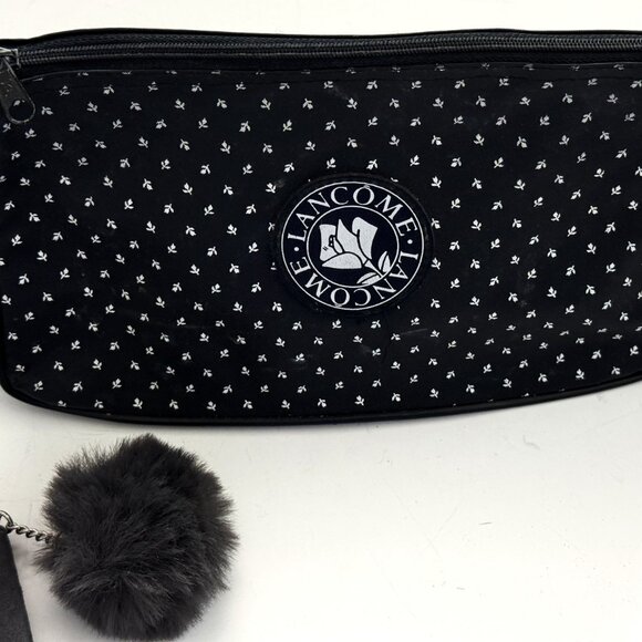 Lancome Cosmetic Bags Lot of 2 Suede Gray Paris Plastic Black White Cases - Picture 3 of 12